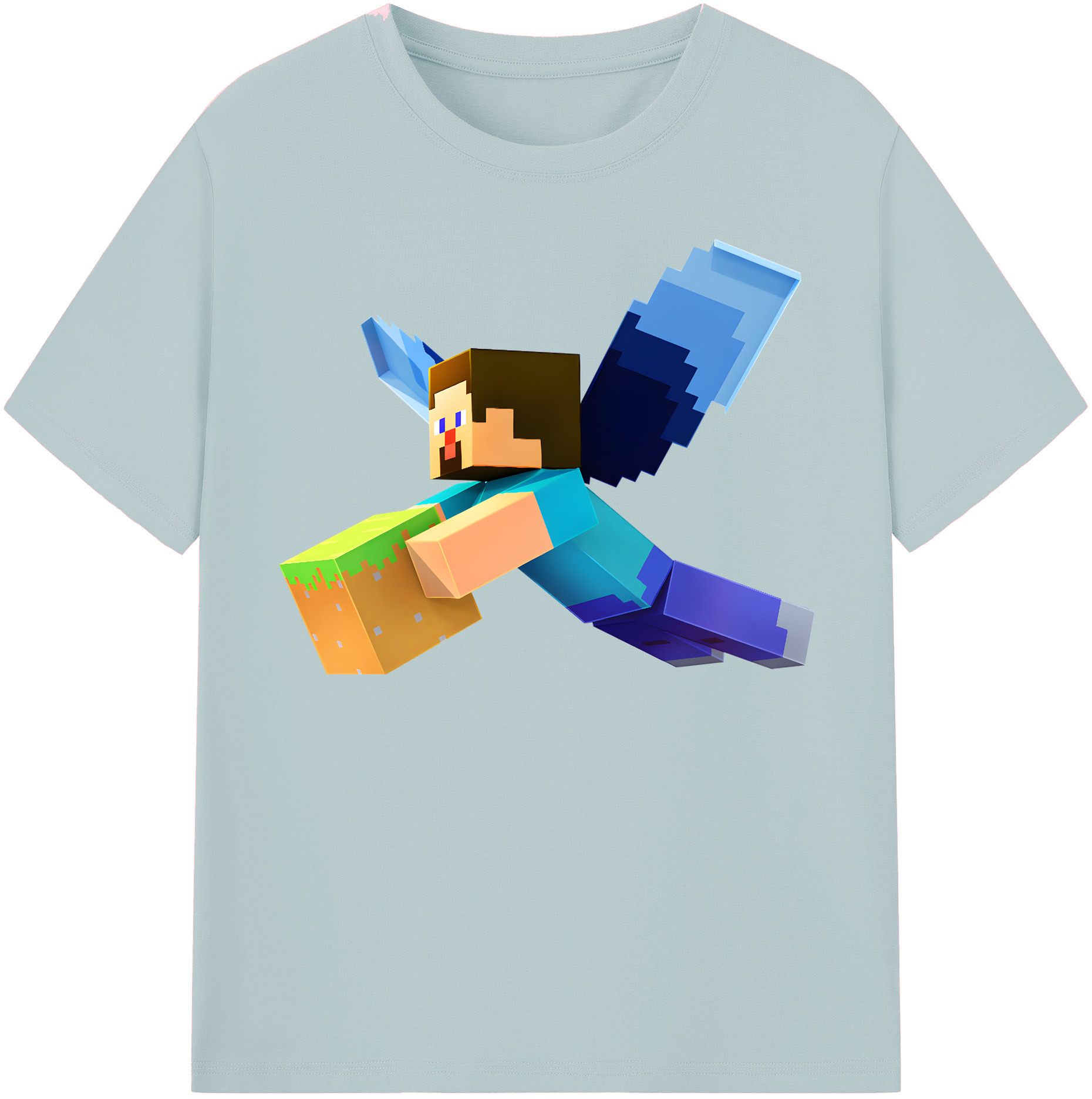 （画像用） マインクラフト ブロックの世界 Minecraft MC Block world 綿100％半袖Tシャツ（フロントプリント）